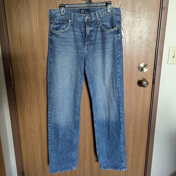 Gap Upcycled Loose Denim Jeans, Embroidered Floral, 10 - Picture 1 of 8